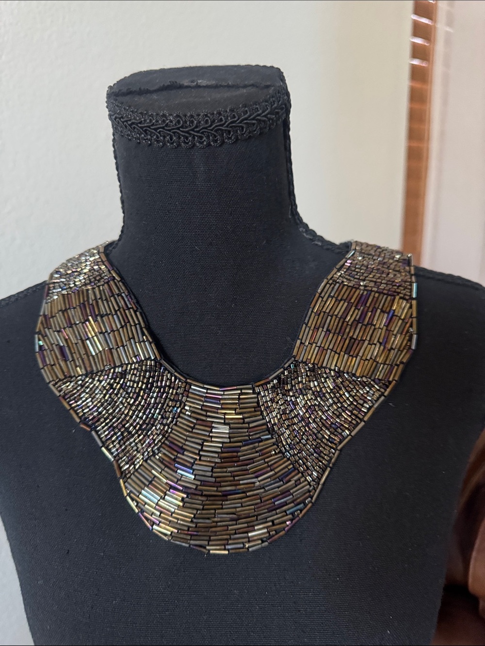 Natasha Beaded Statement Collar Necklace - Iridescent Gold